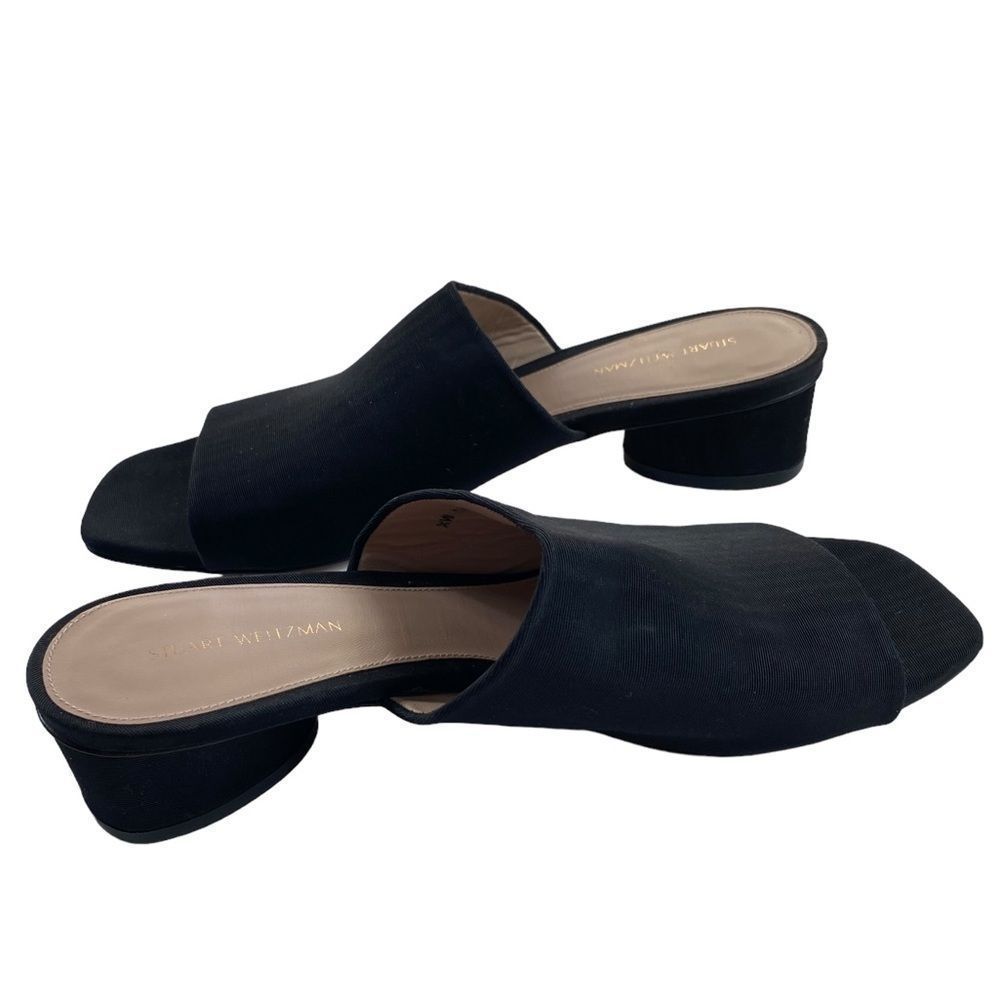 Stuart Weitzman Slidein Wm’s Sz 8.5 Black Moeb Open Toe Slide Mule Sandals